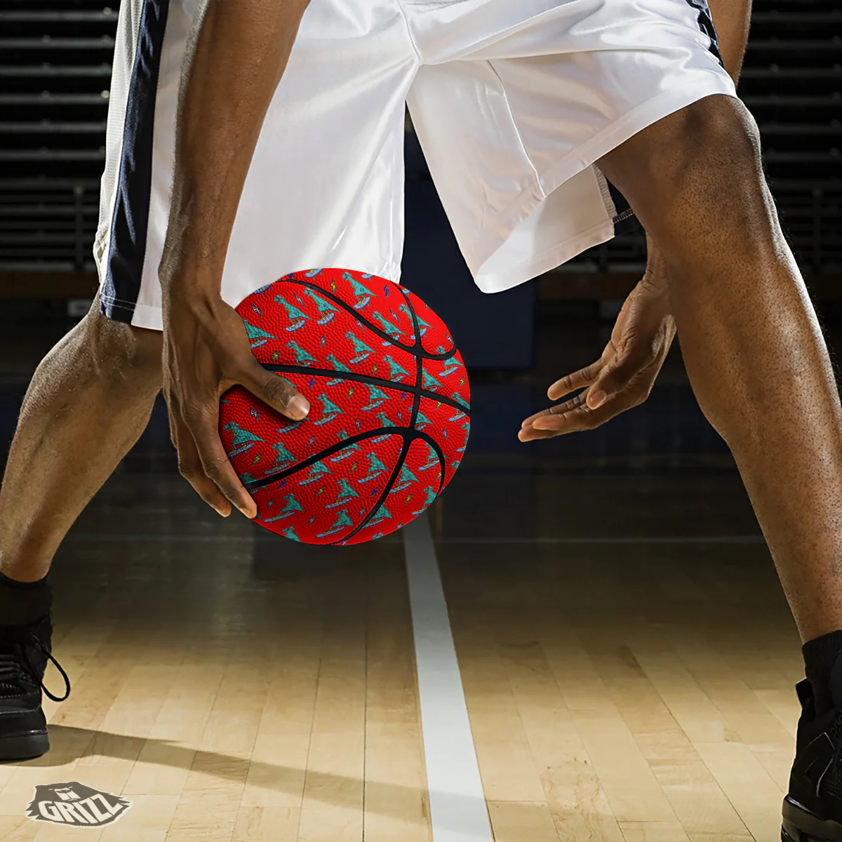 T-Rex Cute Dino Print Pattern Basketball - Image 3