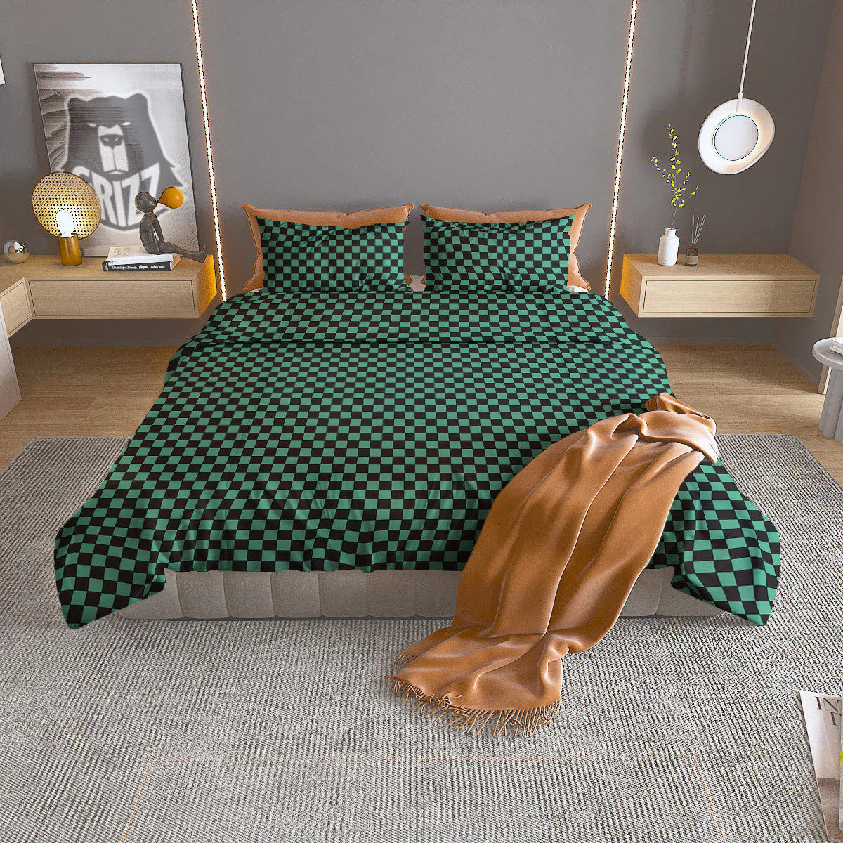 Tanjiro Print Pattern Duvet Cover Bedding Set