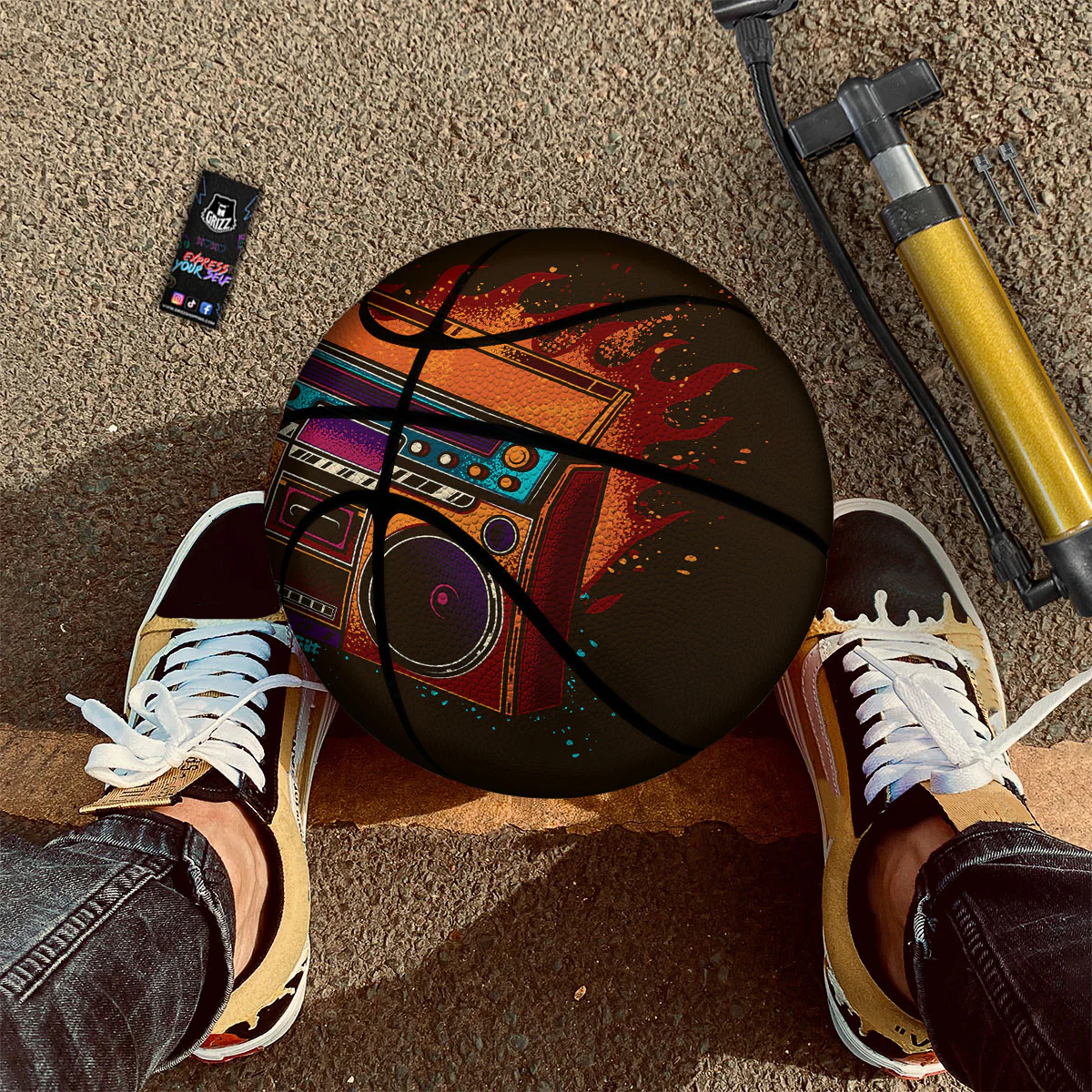 Tape Old Cassette Print Basketball - Image 2