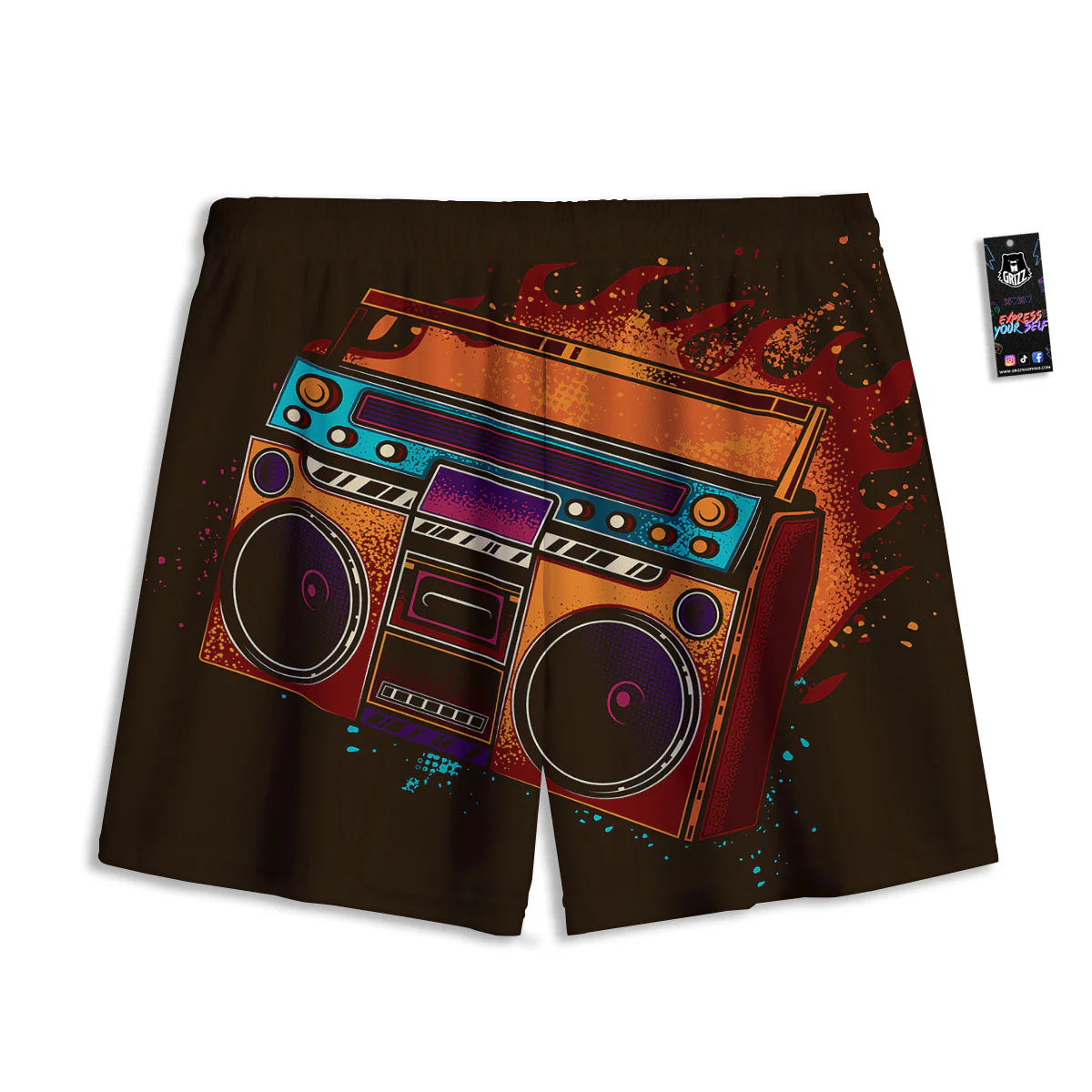Tape Old Cassette Print Mesh Shorts - Image 2