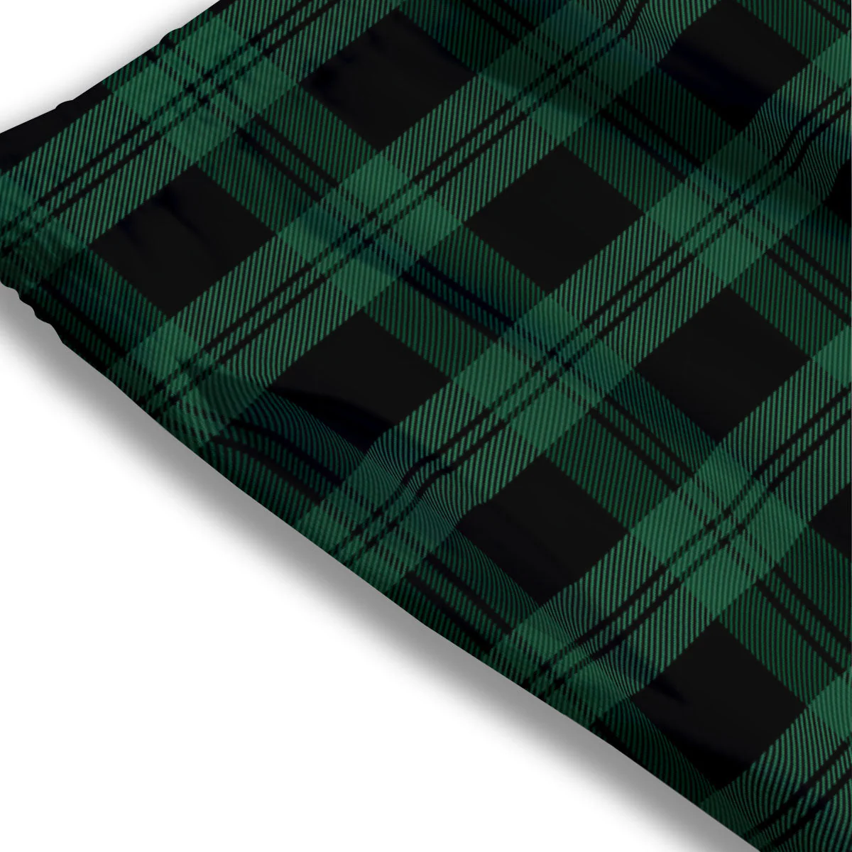 Tartan Black And Green Print Pattern Mesh Shorts - Image 3