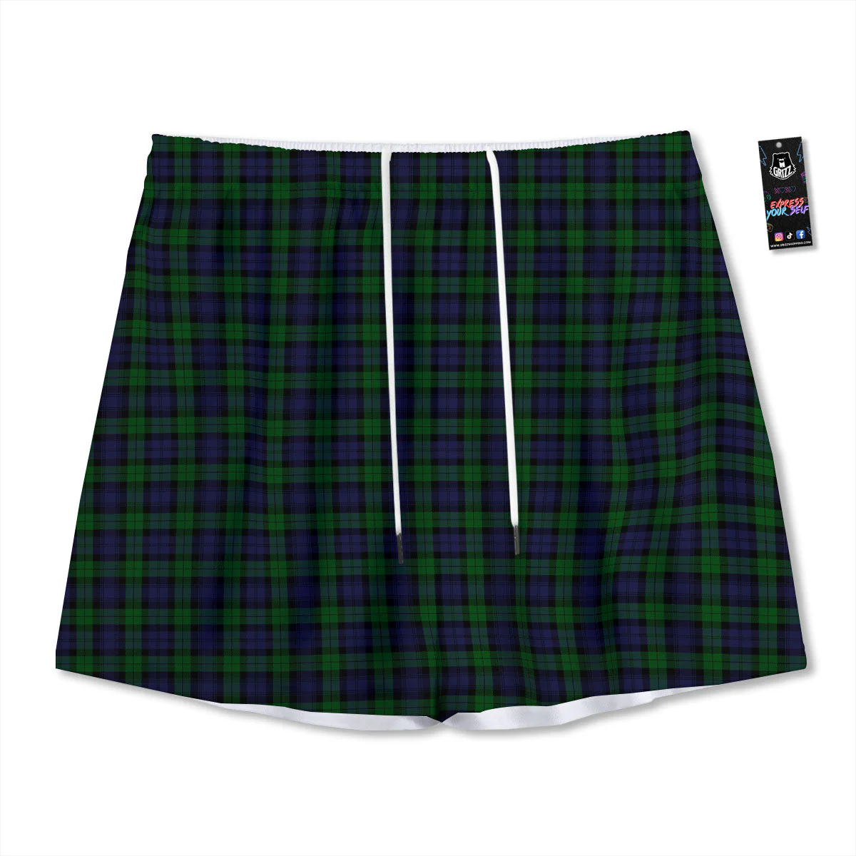 Tartan Black Watch Print Pattern Mesh Shorts