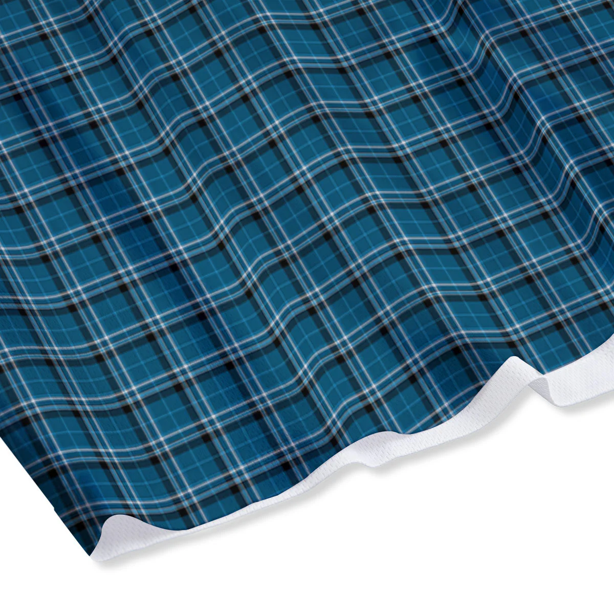 Tartan Blue And White Line Print Pattern Mesh Shorts - Image 4