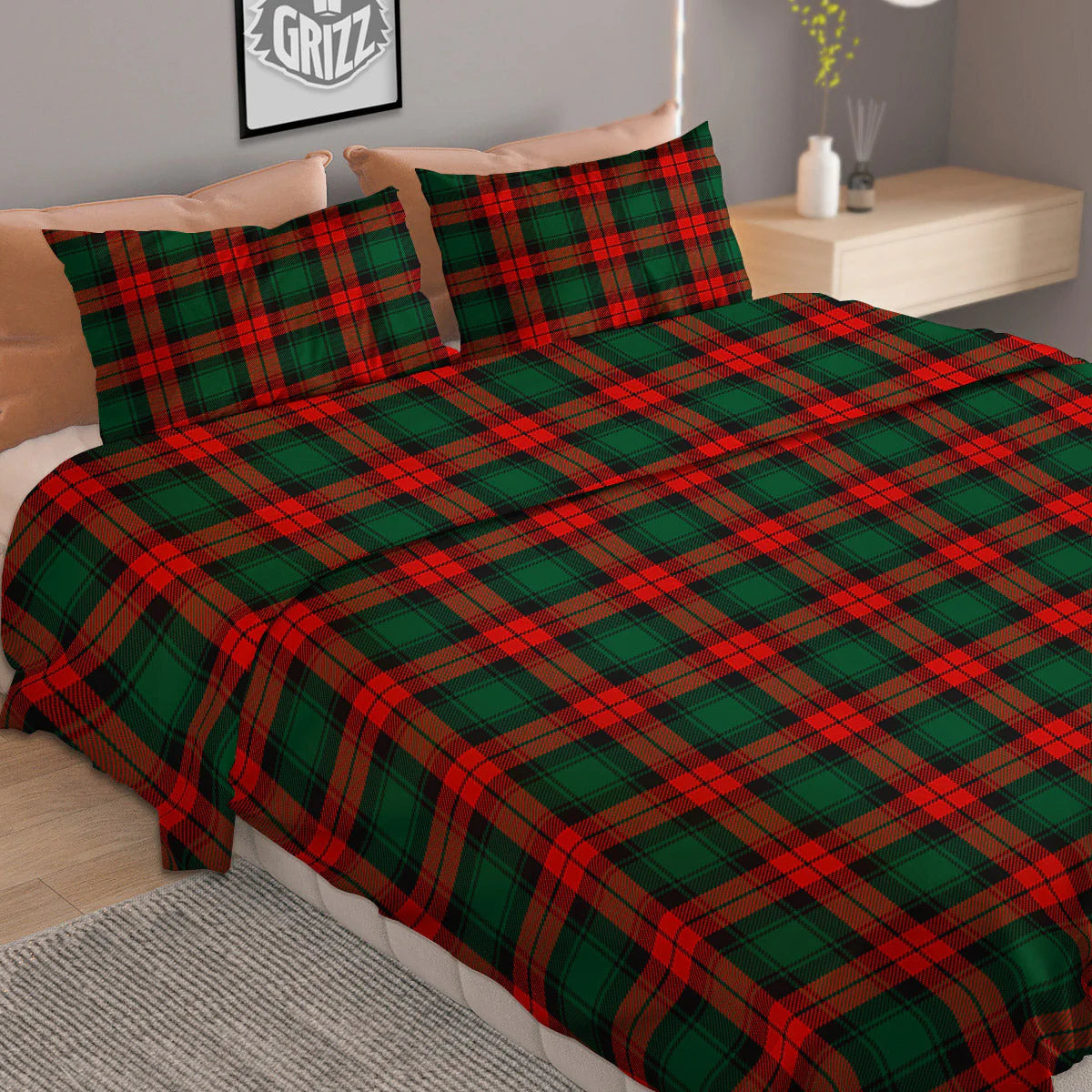 Tartan Christmas Print Pattern Duvet Cover Bedding Set - Image 2