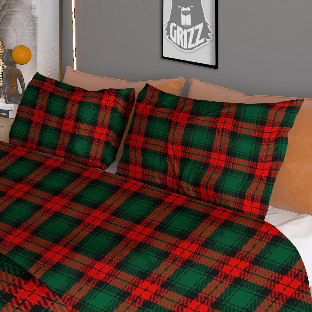 Tartan Christmas Print Pattern Duvet Cover Bedding Set - Image 3