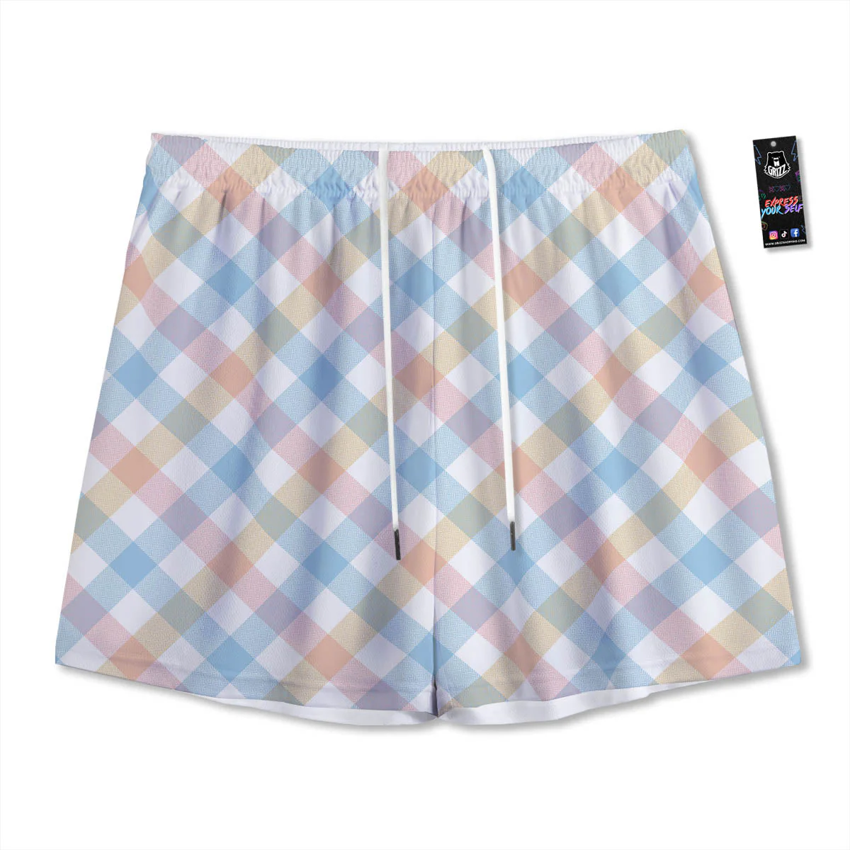 Tartan Colorful Print Pattern Mesh Shorts