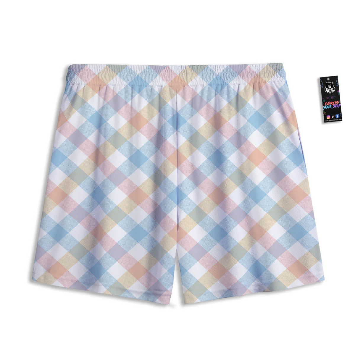 Tartan Colorful Print Pattern Mesh Shorts - Image 2