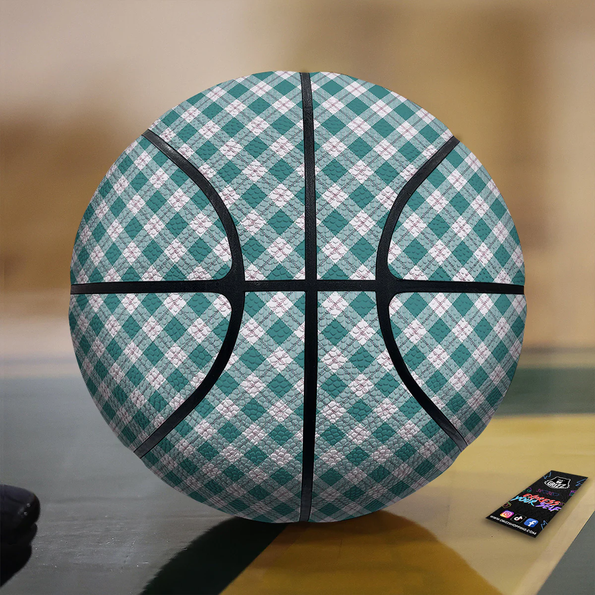 Tartan Green Red And White Print Basketball