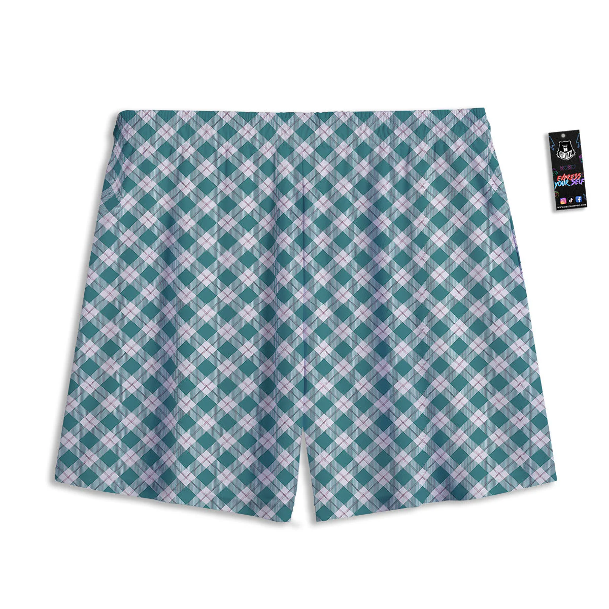 Tartan Green Red And White Print Mesh Shorts - Image 2