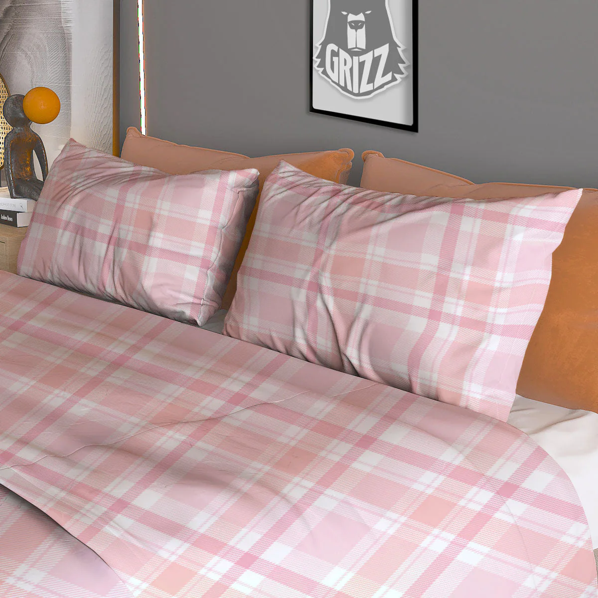 Tartan Pink Print Pattern Duvet Cover Bedding Set - Image 3