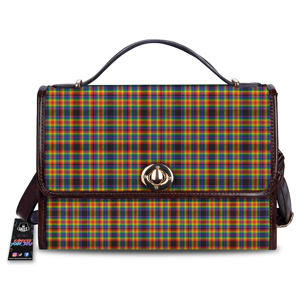 Tartan Rainbow Print Pattern Women's Satchel Bag