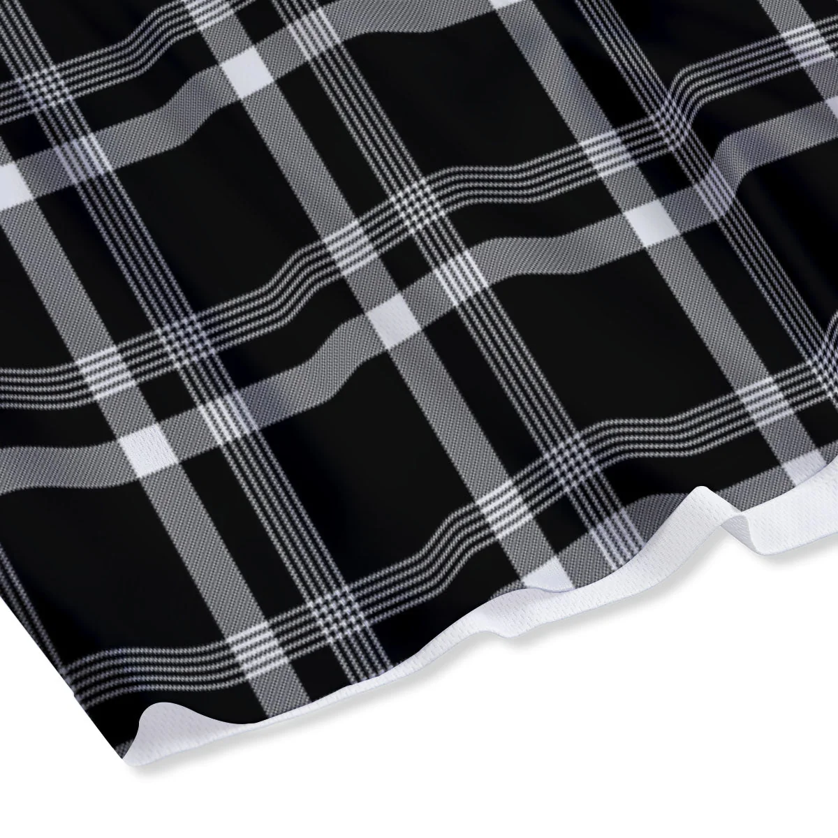 Tartan White And Black Print Pattern Mesh Shorts - Image 4
