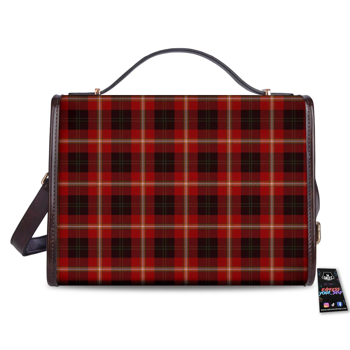 Tartan White And Red Print Pattern Women's Satchel Bag - Image 2