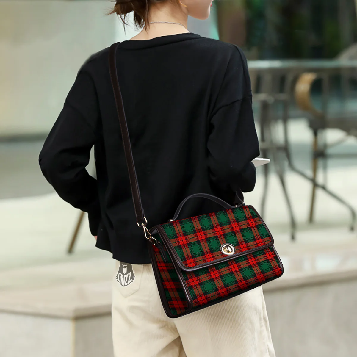 Tartan Xmas Scottish Print Pattern Women's Satchel Bag - Image 3