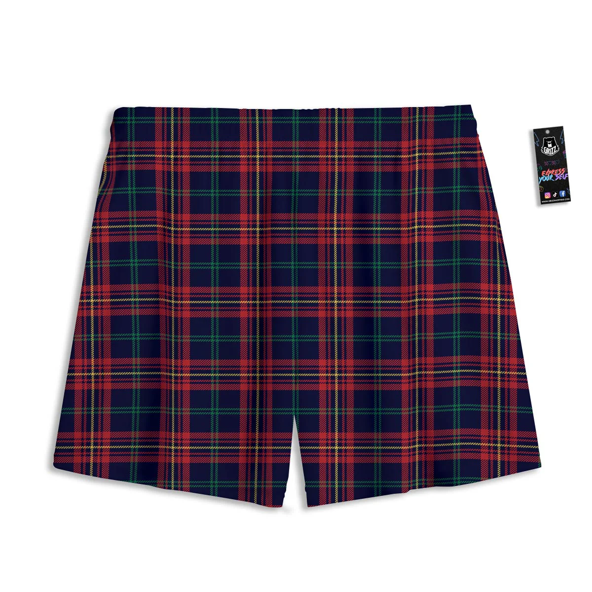Tartan Yellow And Red Print Pattern Mesh Shorts - Image 2
