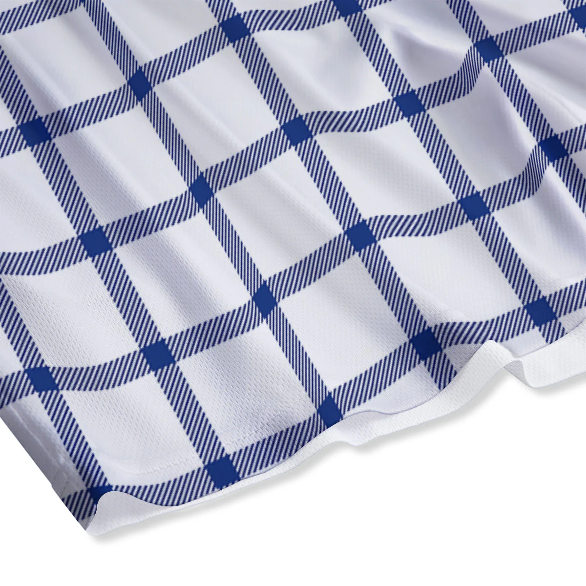 Tattersall Blue And White Print Pattern Mesh Shorts - Image 4
