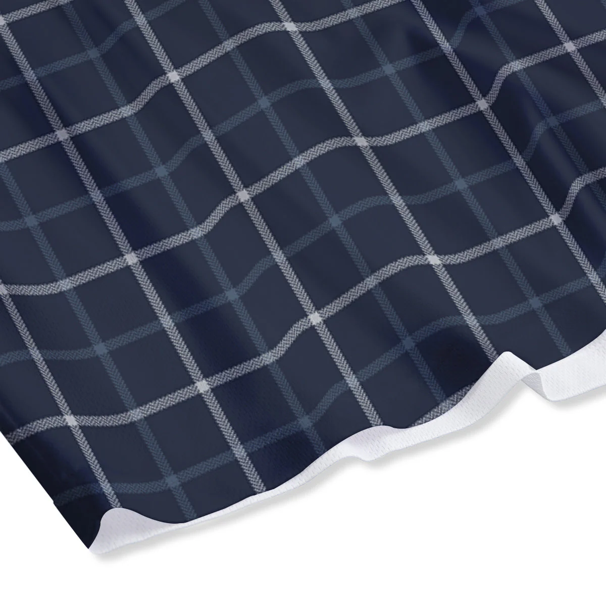 Tattersall Dark Blue Print Pattern Mesh Shorts - Image 4