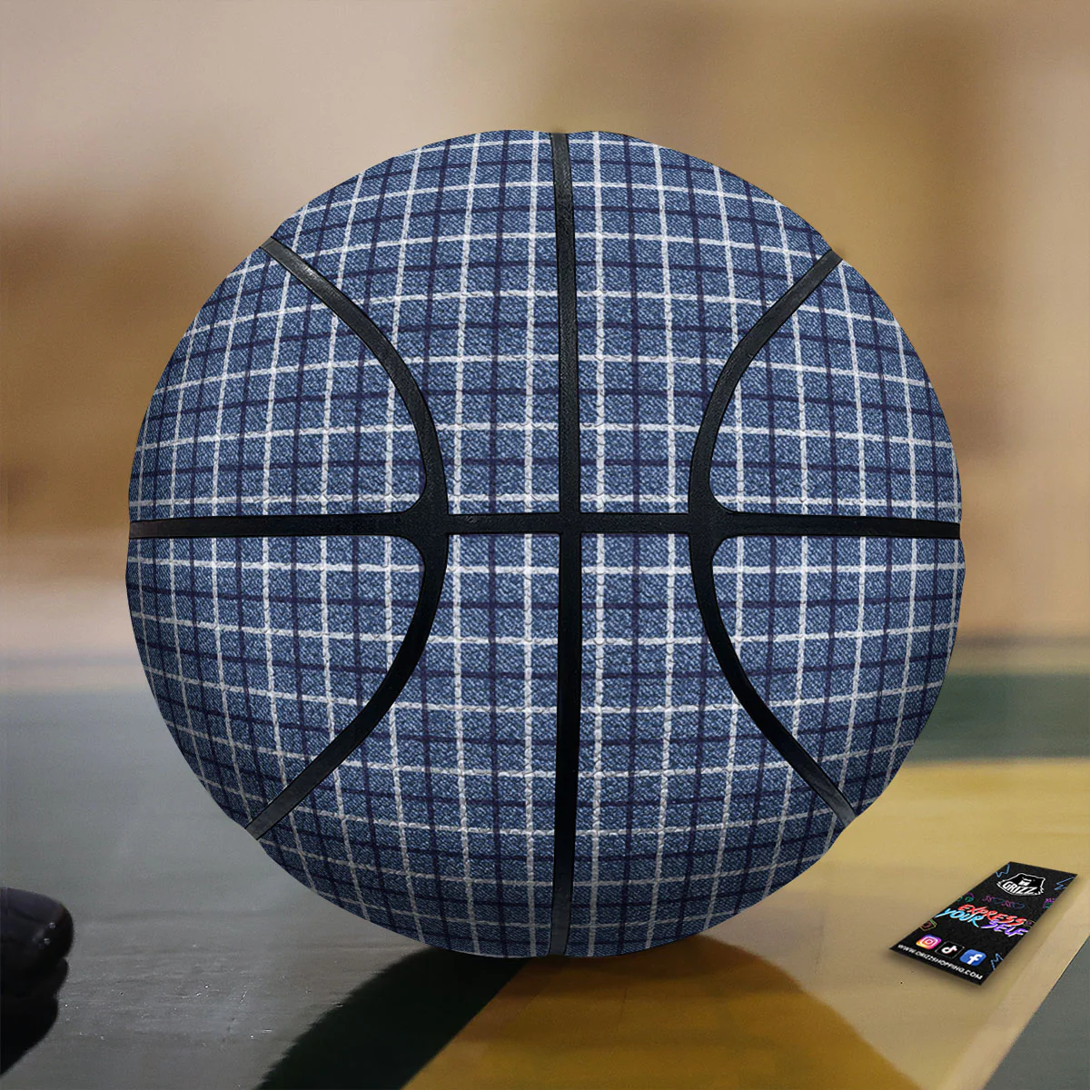 Tattersall Denim Print Pattern Basketball