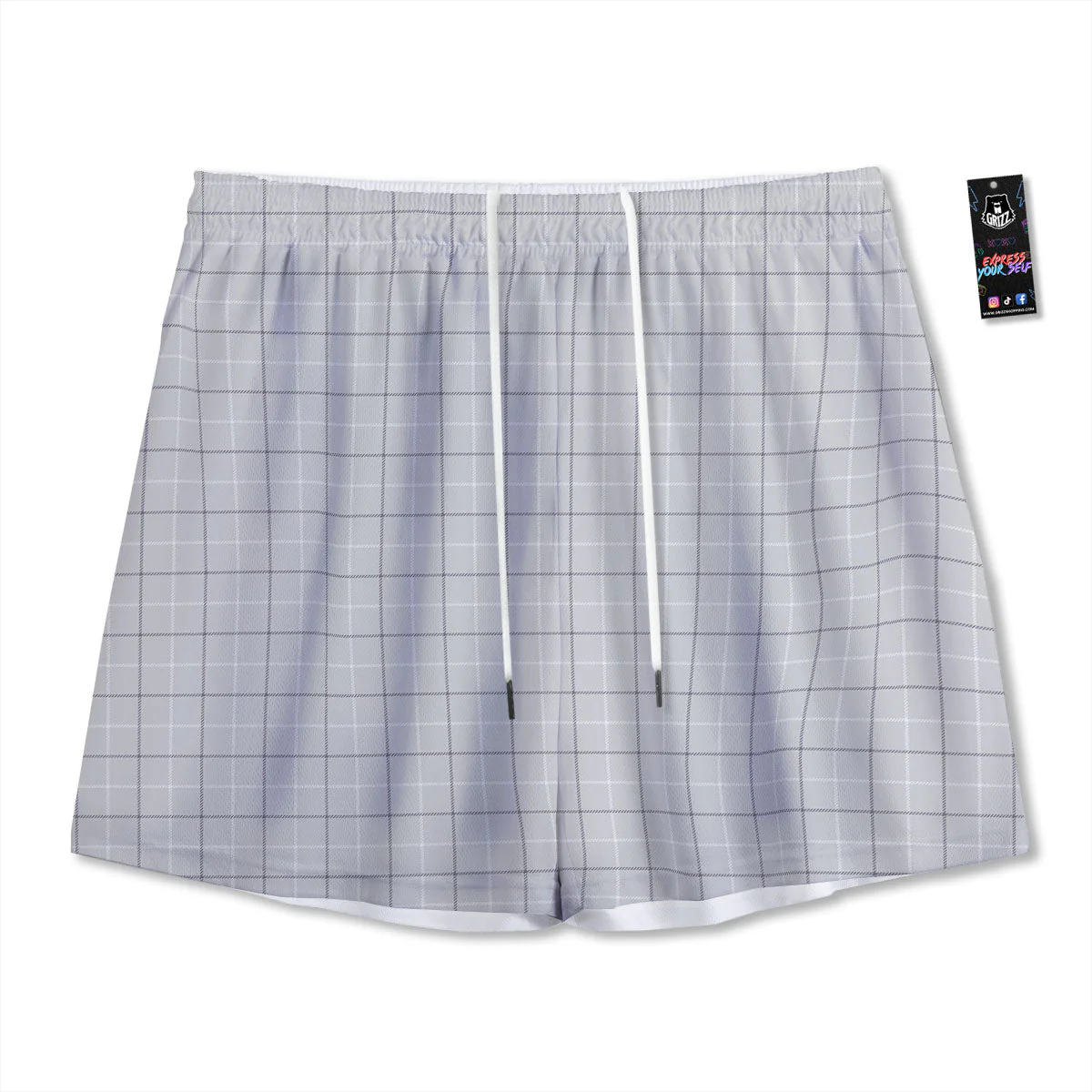 Tattersall Grey Print Pattern Mesh Shorts