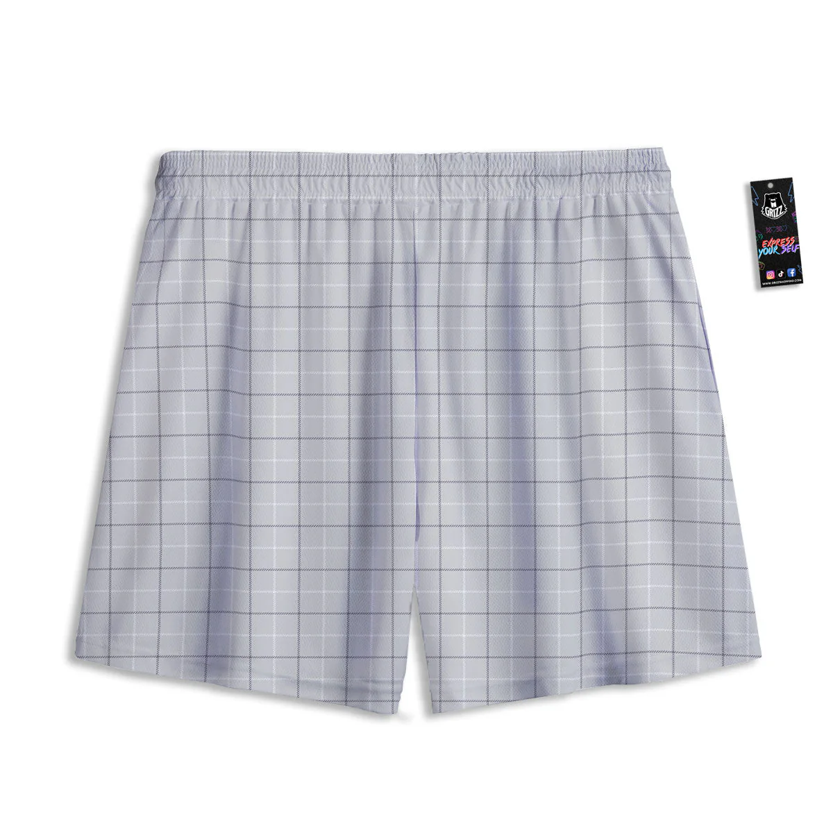 Tattersall Grey Print Pattern Mesh Shorts - Image 2