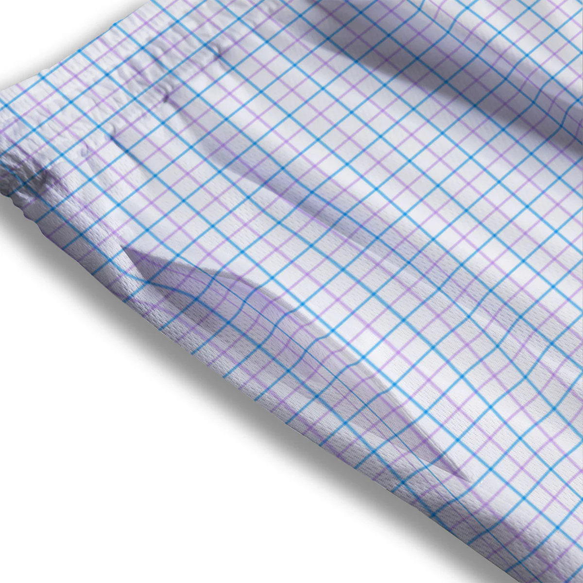 Tattersall Purple And Blue Line Print Pattern Mesh Shorts - Image 3