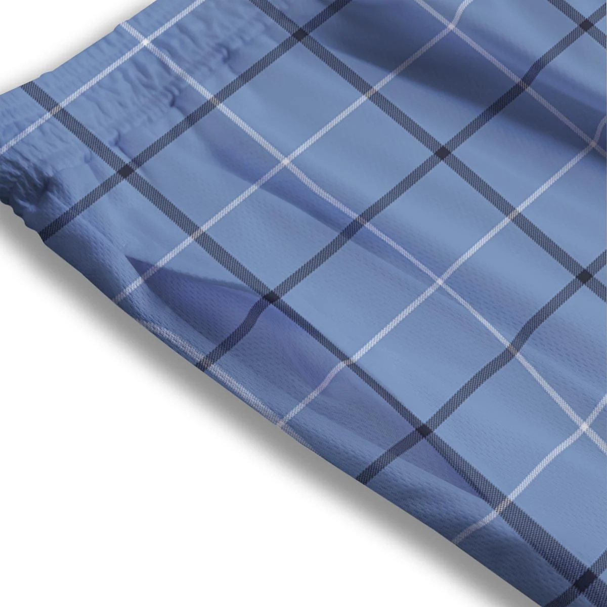 Tattersall Solf Blue Print Pattern Mesh Shorts - Image 3