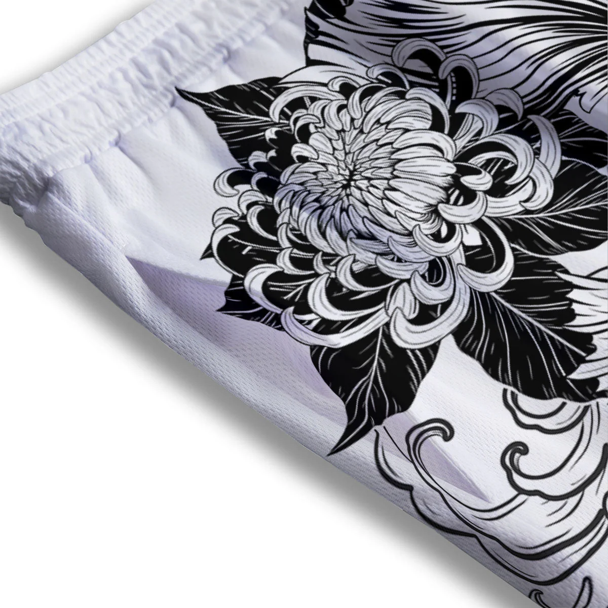 Tattoo Japanese Elemental Print Mesh Shorts - Image 3