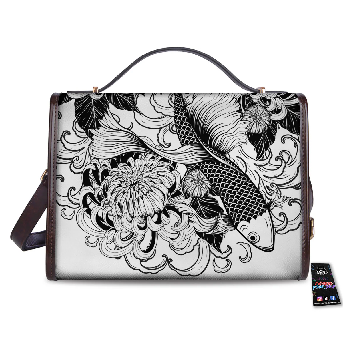 Tattoo Japanese Elemental Print Women's Satchel Bag - Image 2