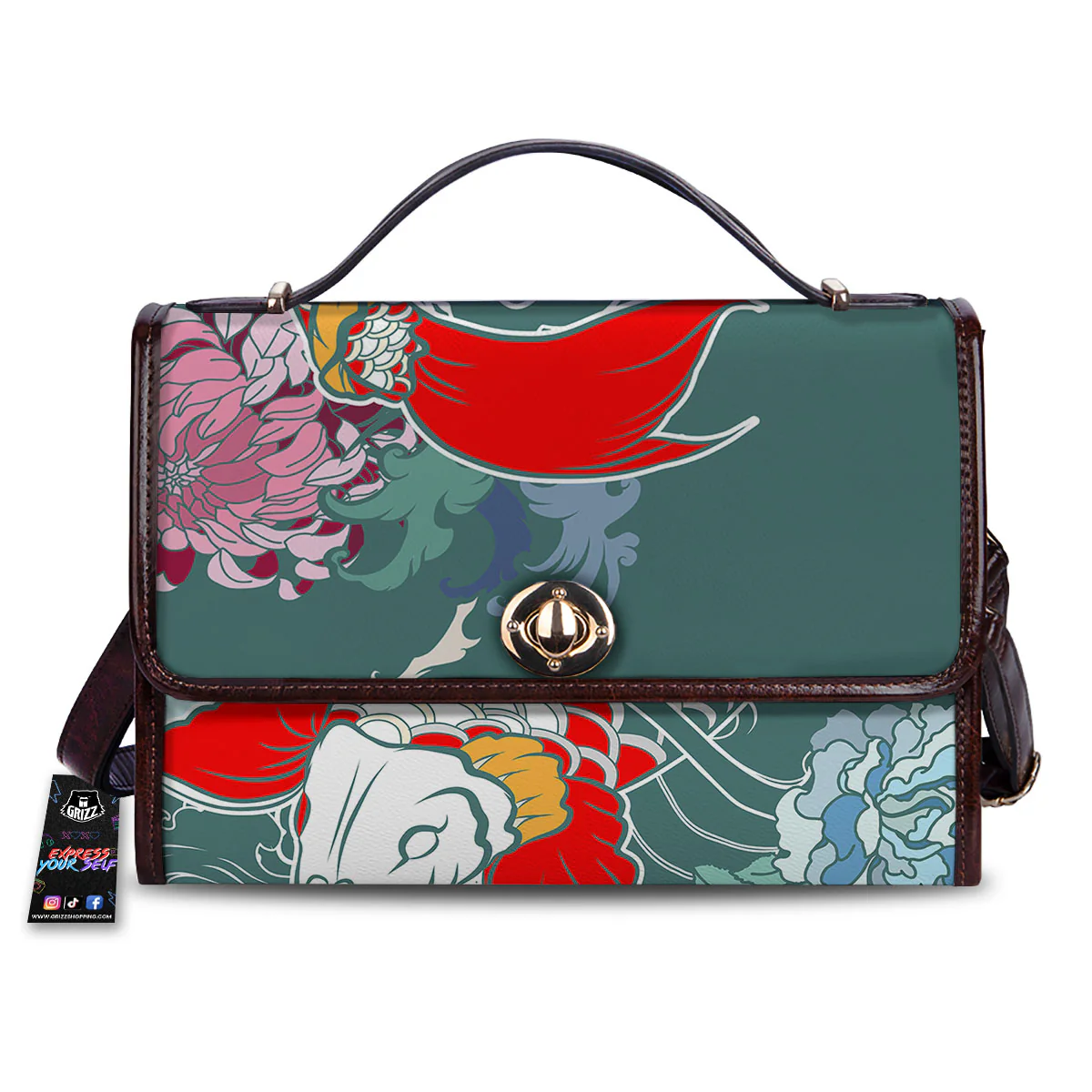 Tattoo Japanese Koi And Flower Print Women's Satchel Bag