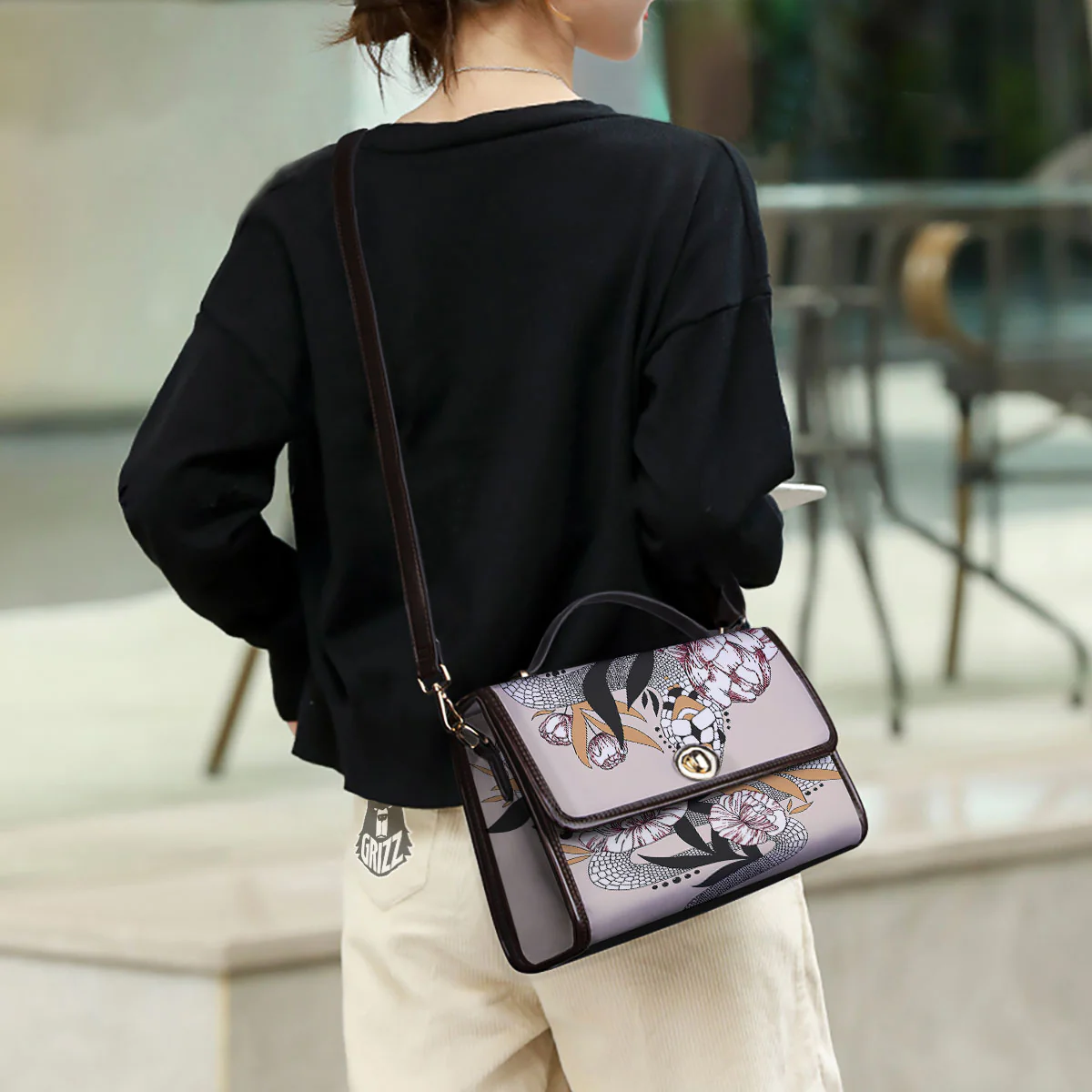 Tattoo Japanese Snake Print Women's Satchel Bag - Image 3