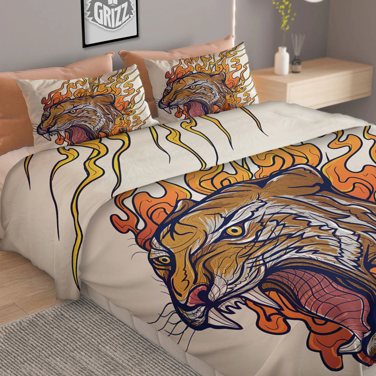 Tattoo Japanese Tiger Print Duvet Cover Bedding Set - Image 2