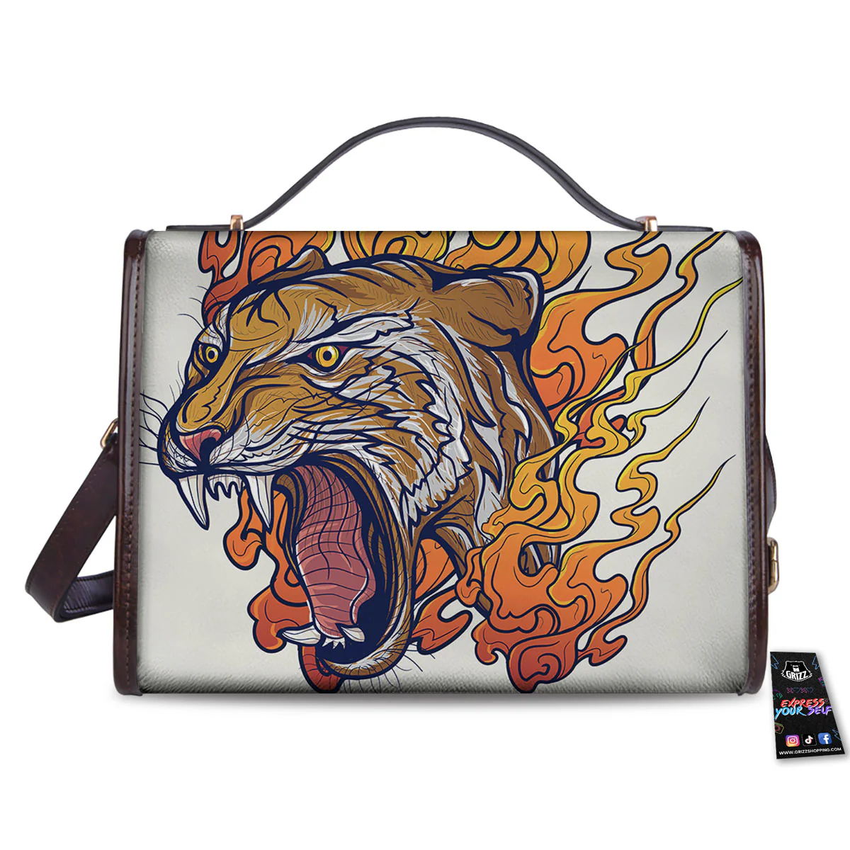 Tattoo Japanese Tiger Print Women's Satchel Bag - Image 2