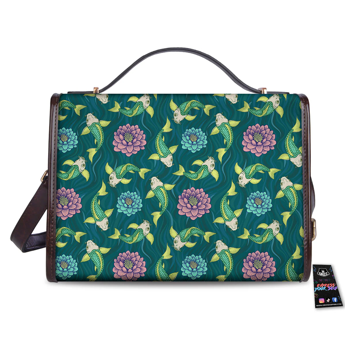Tattoo Koi Carp Japanese Print Pattern Women's Satchel Bag - Image 2
