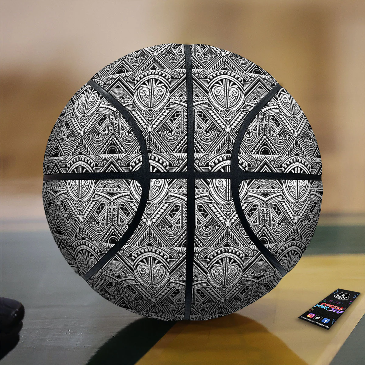 Tattoo Polynesian Tribal Print Pattern Basketball