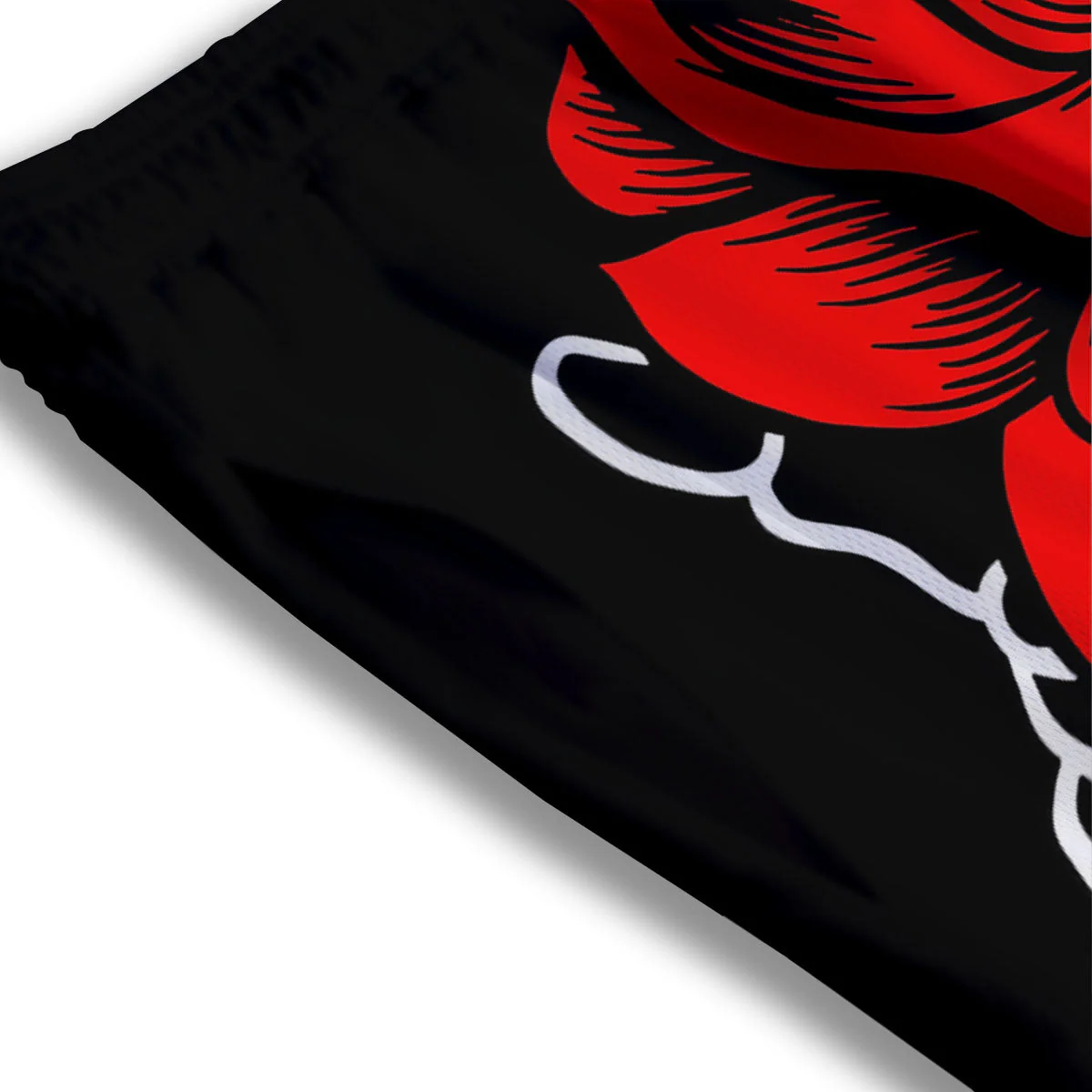 Tattoo Red Roses Print Mesh Shorts - Image 3