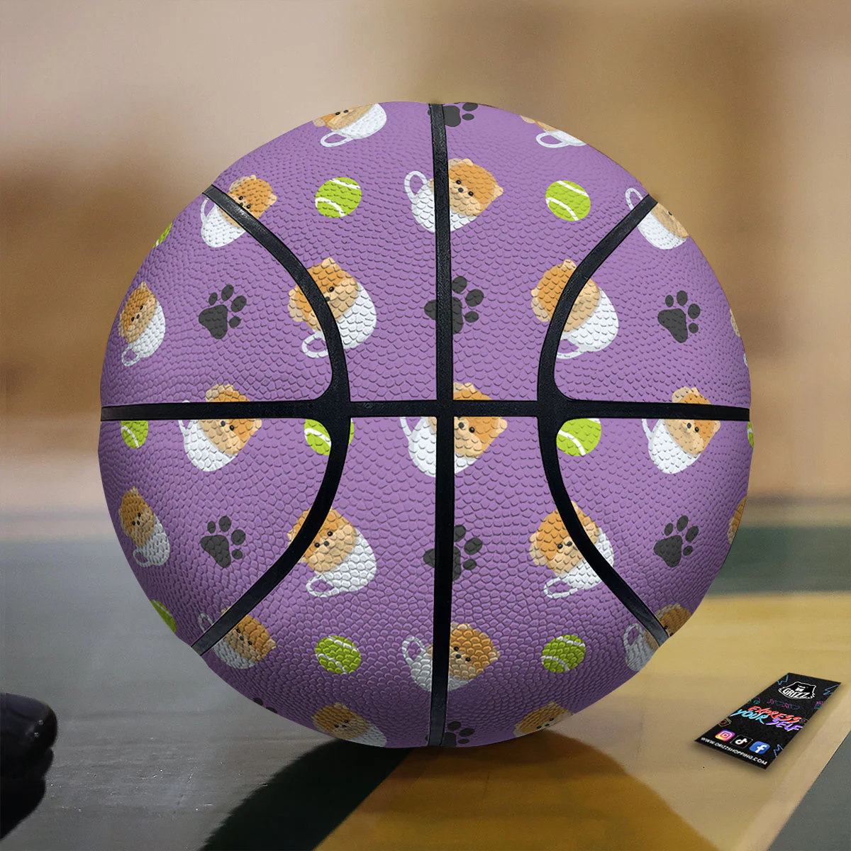 Tea Cup Pomeranian Print Pattern Basketball