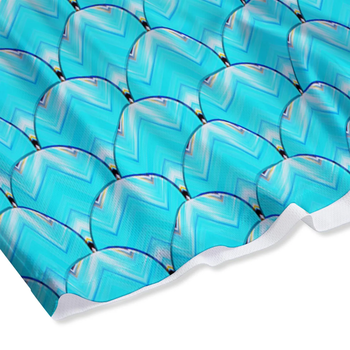 Teal Marble Print Pattern Mesh Shorts - Image 4