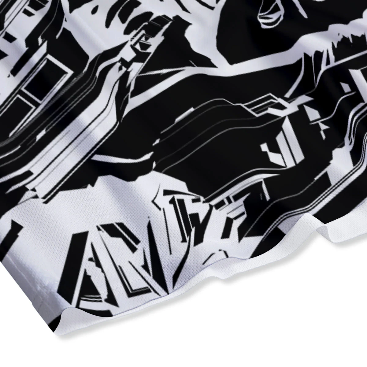 Technical Buddha Black And White Print Mesh Shorts - Image 4