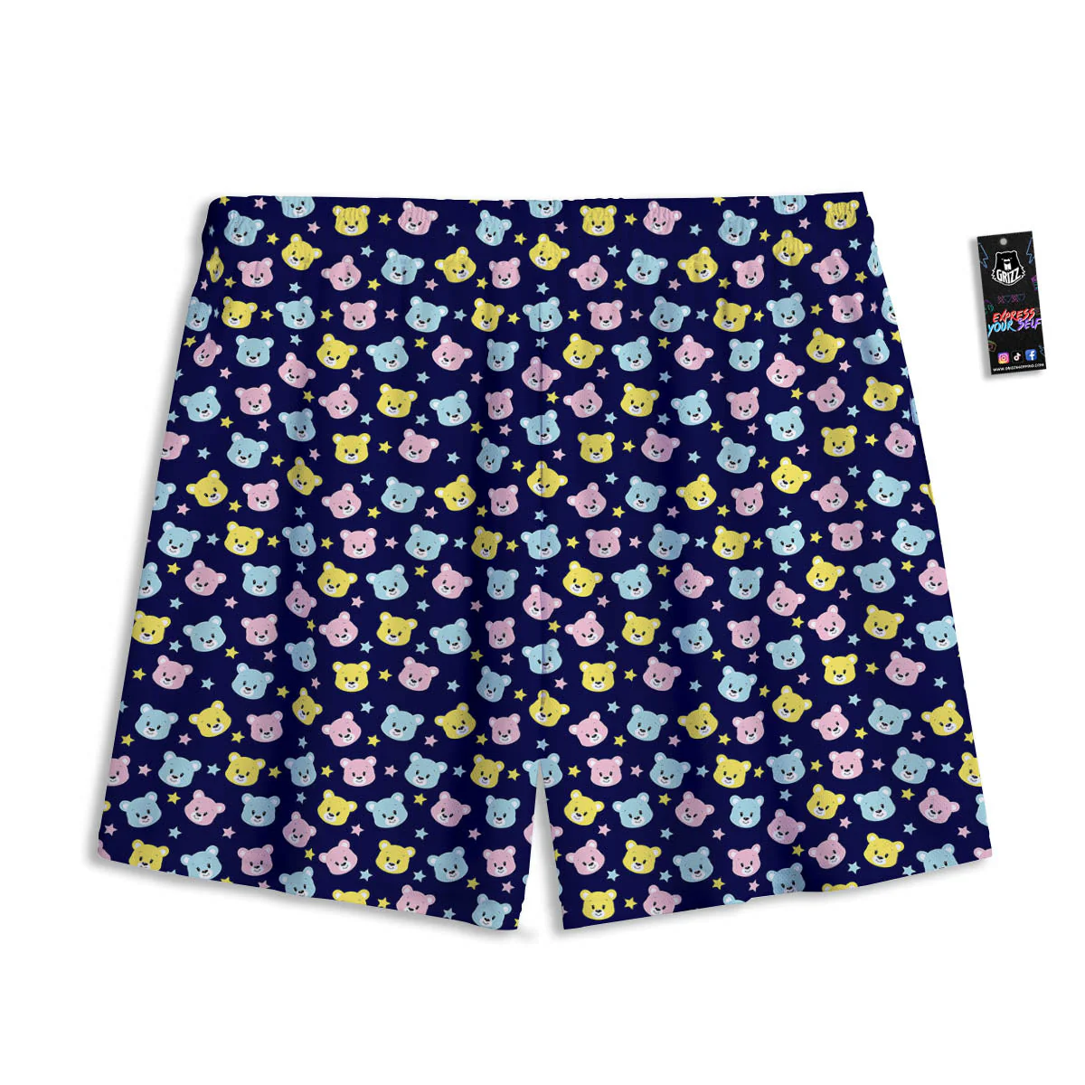 Teddy Bear Cartoon Print Pattern Mesh Shorts - Image 2