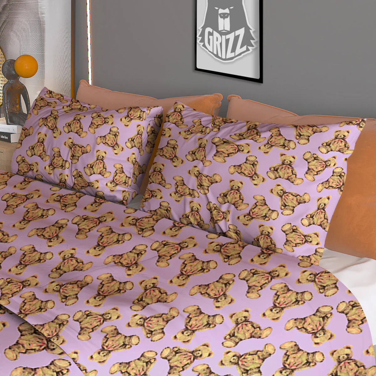 Teddy Bear Cute Print Pattern Duvet Cover Bedding Set - Image 3