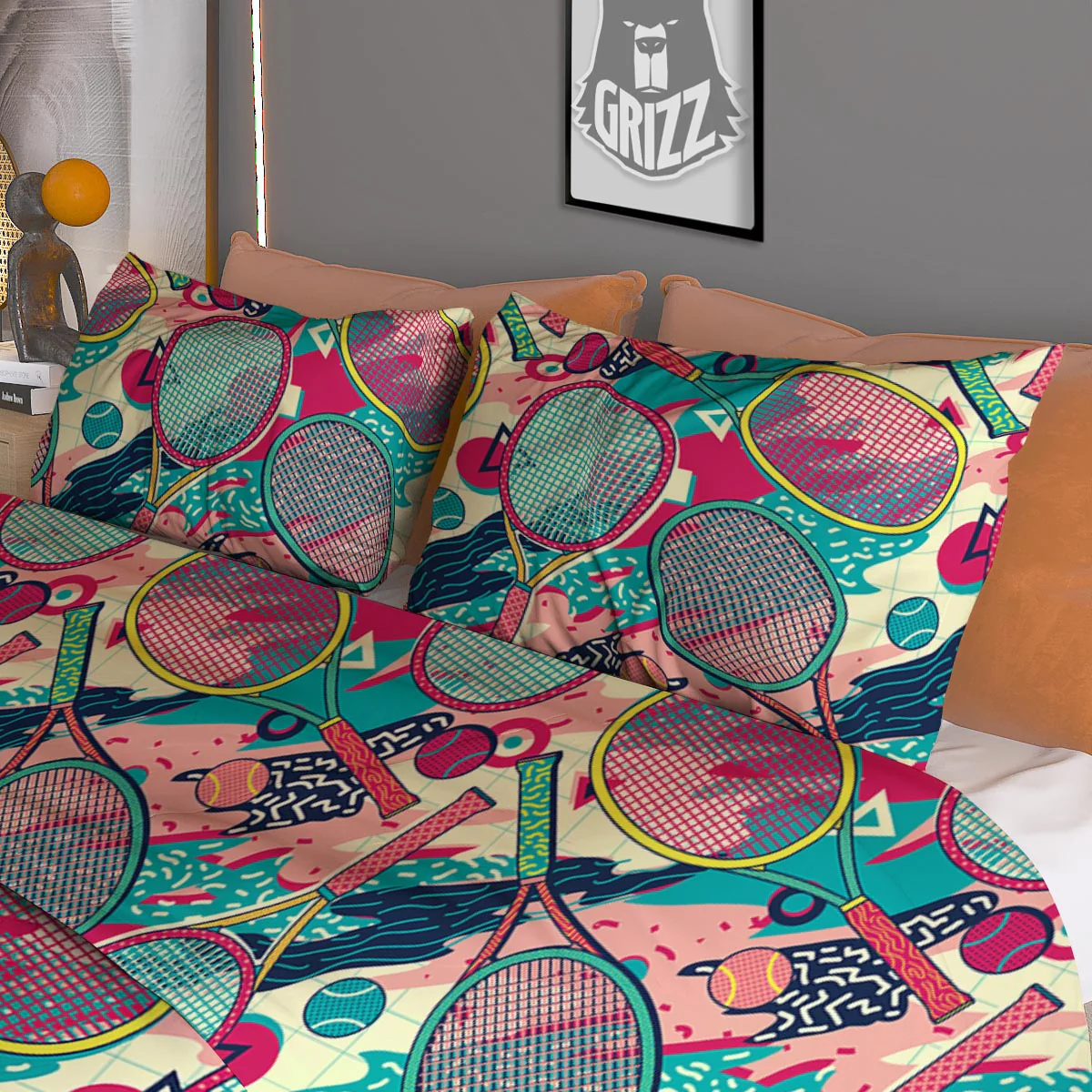 Tennis Retro Print Pattern Duvet Cover Bedding Set - Image 3