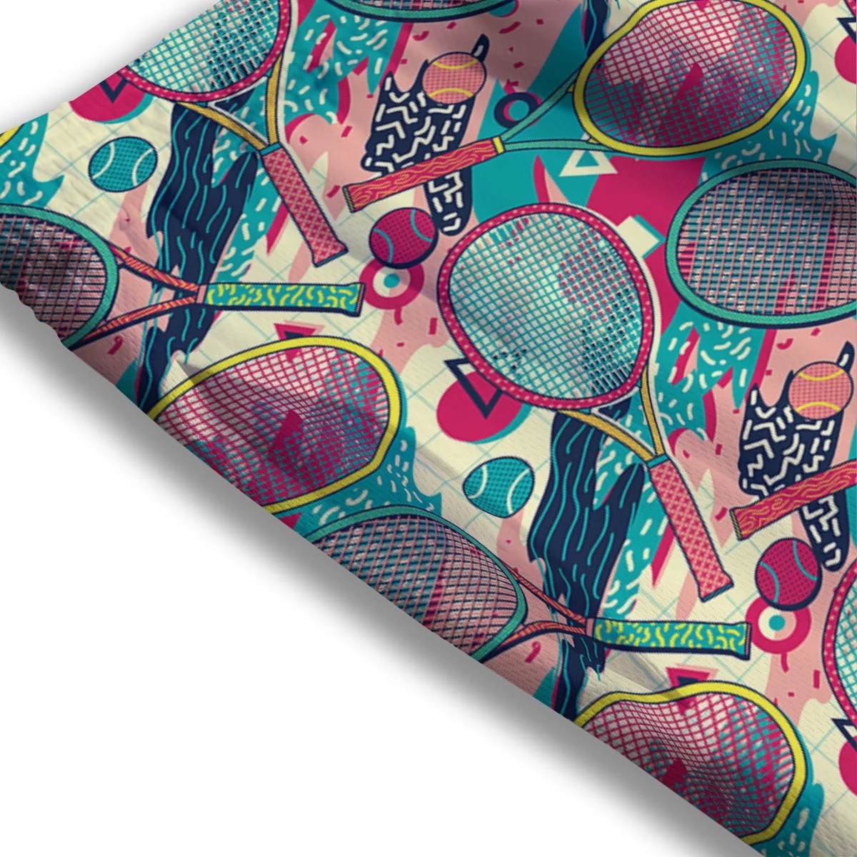 Tennis Retro Print Pattern Mesh Shorts - Image 3