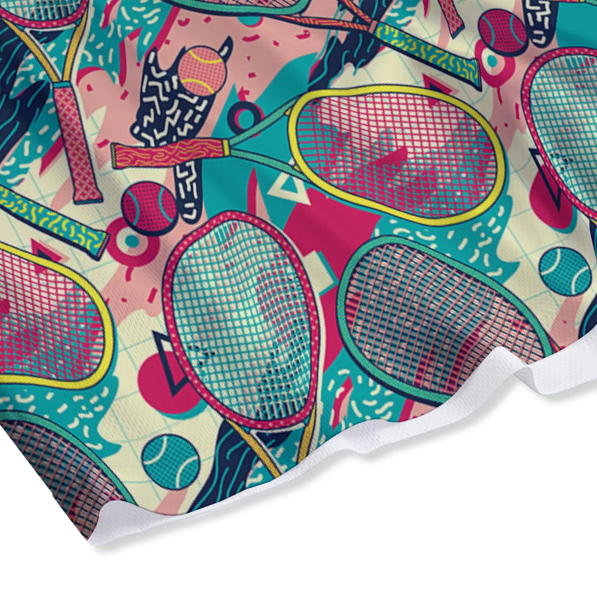 Tennis Retro Print Pattern Mesh Shorts - Image 4