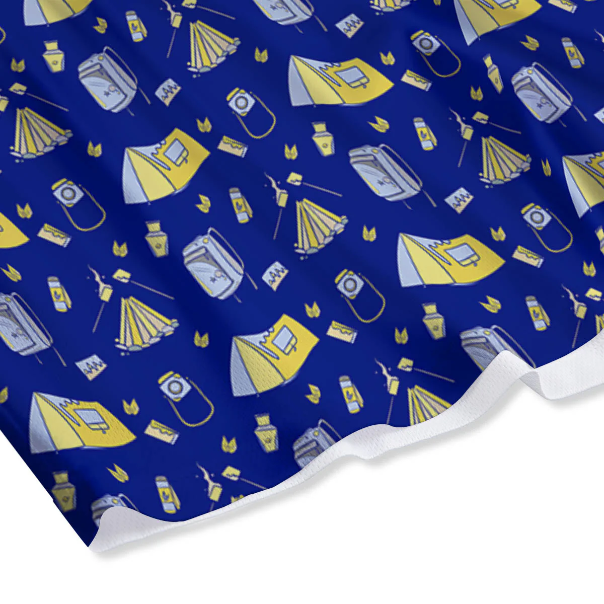 Tent Camping Print Pattern Mesh Shorts - Image 4