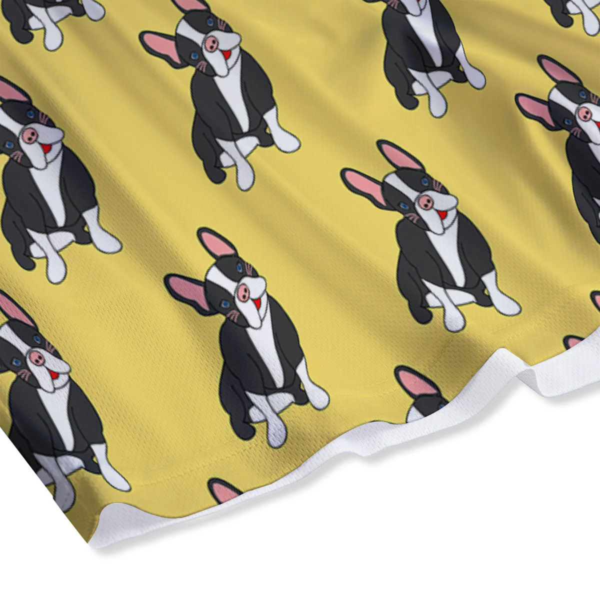 Terrier Boston Yellow Print Pattern Mesh Shorts - Image 4