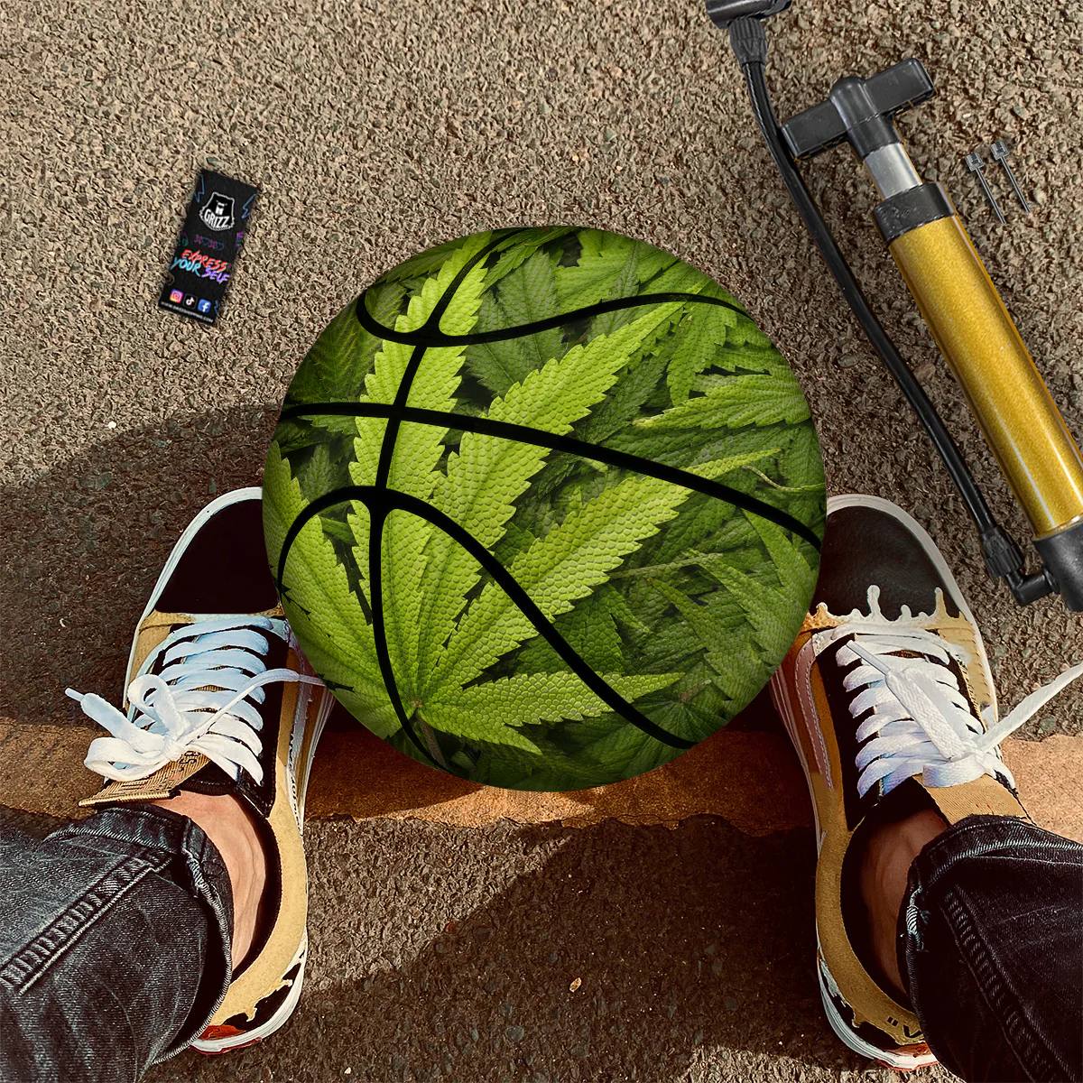 Texture Cannabis Print Basketball - Image 2