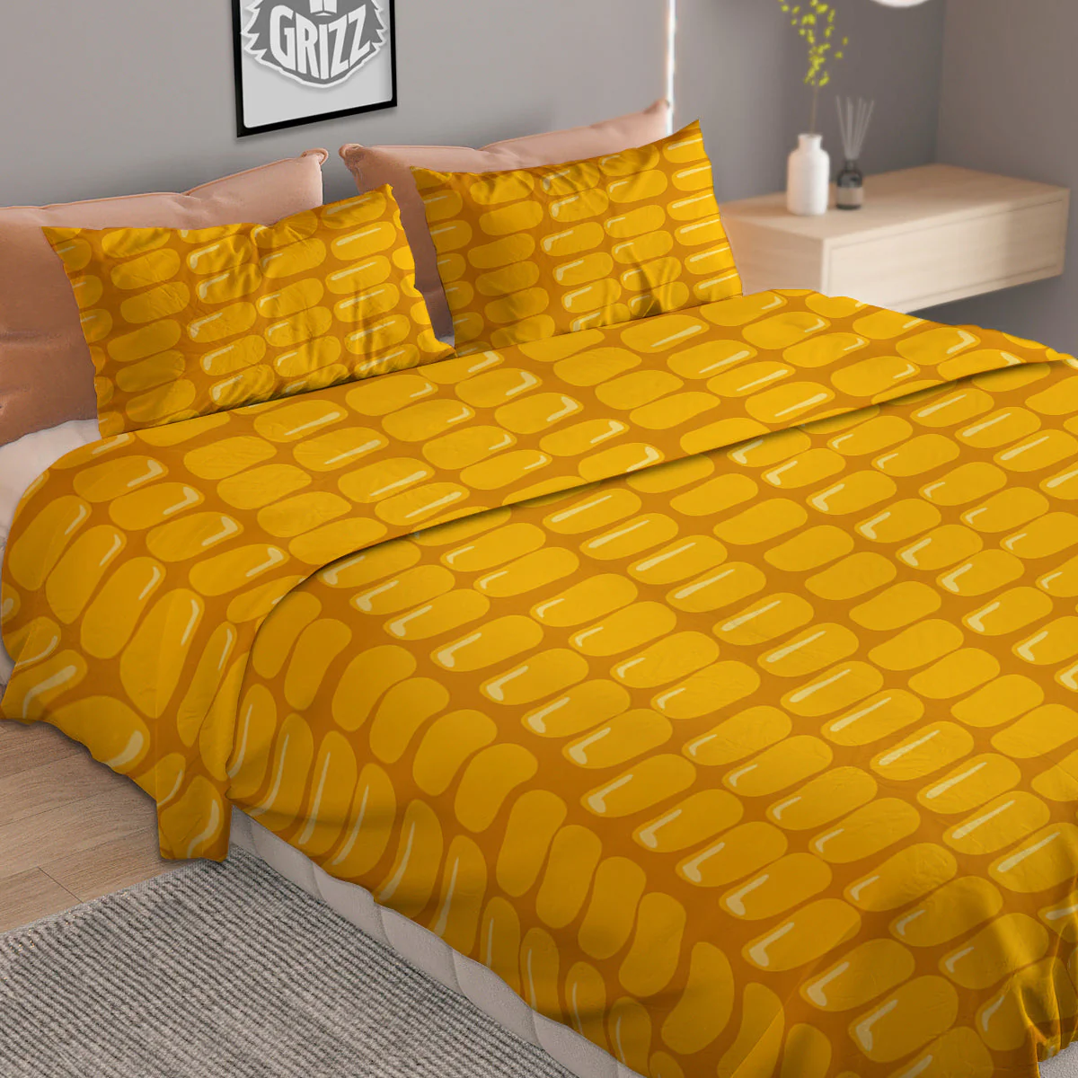 Texture Corn Print Duvet Cover Bedding Set - Image 2