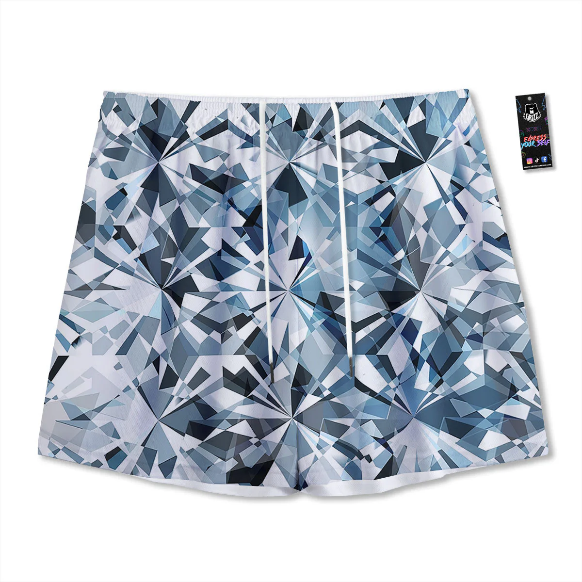 Texture Diamond Print Mesh Shorts