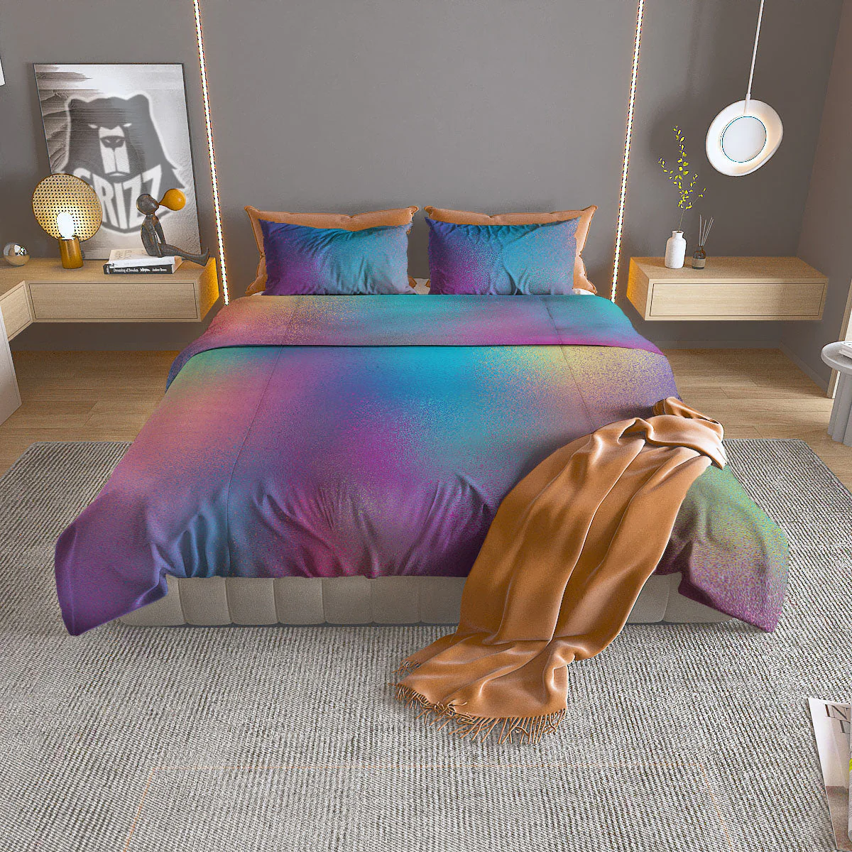 Texture Holographic Print Duvet Cover Bedding Set