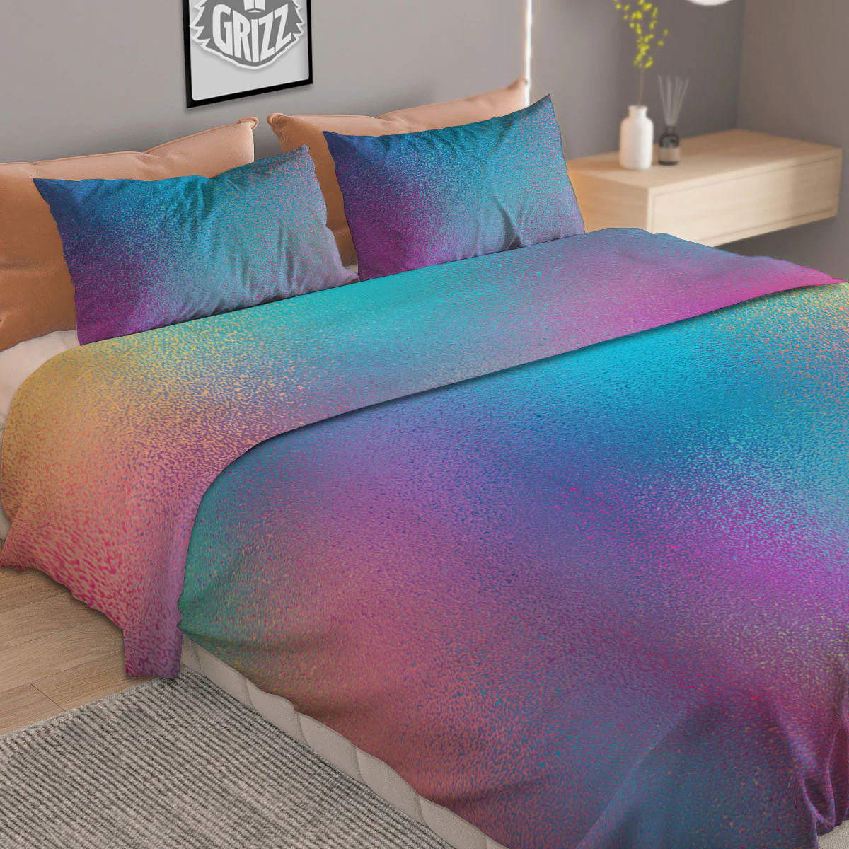 Texture Holographic Print Duvet Cover Bedding Set - Image 2